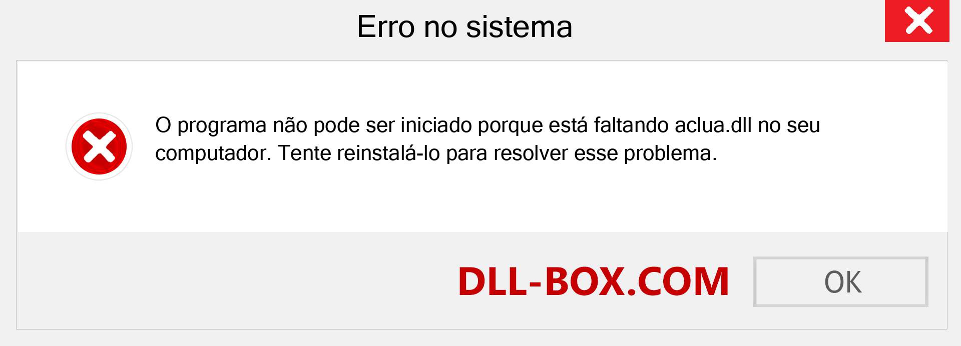 Arquivo aclua.dll ausente ?. Download para Windows 7, 8, 10 - Correção de erro ausente aclua dll no Windows, fotos, imagens